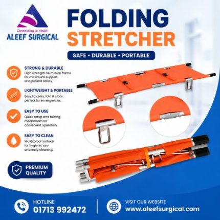 Durable medical transport bed representing an affordable folding stretcher price in Bangladesh, Image of Aleef Surgical