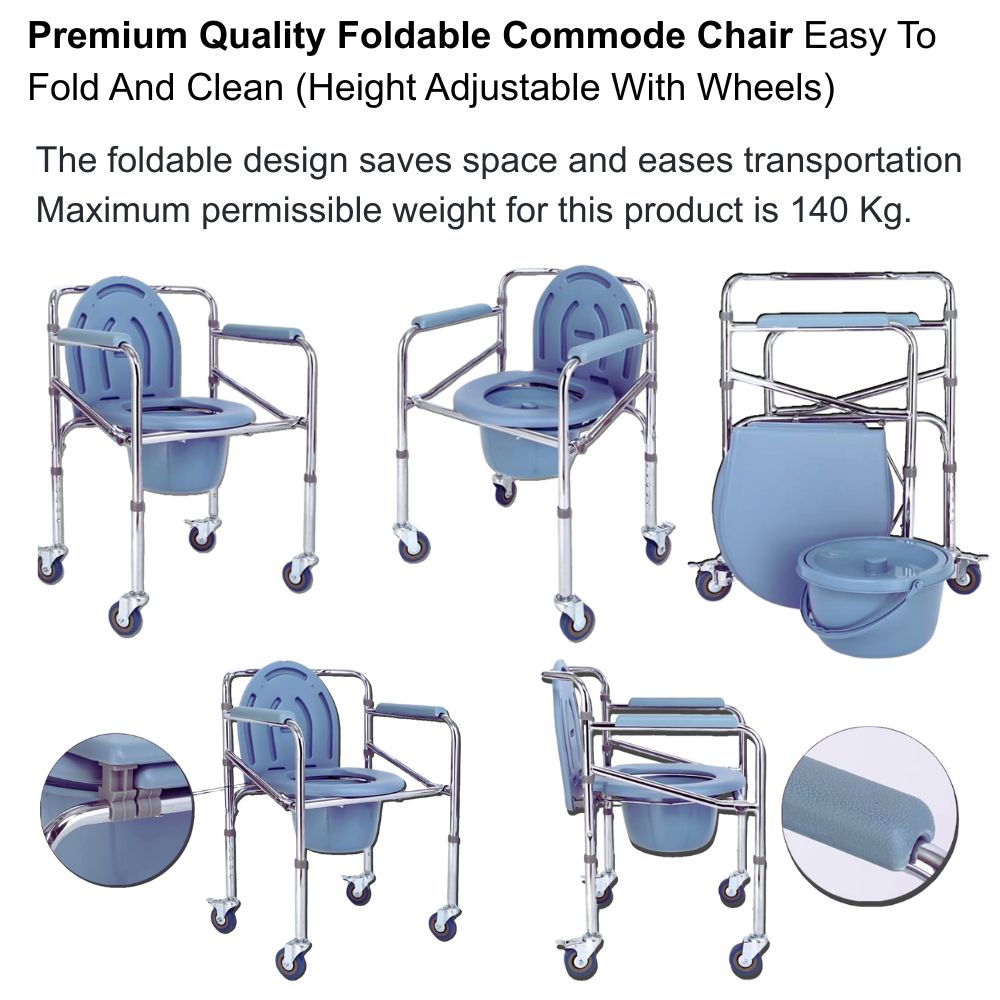 Premium Commode Folding Chair with Wheels, Best Supplier in Bangladesh. Image